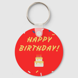 Happy birthday on red key ring