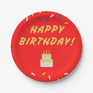 Happy birthday on red paper plate