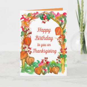 Happy Birthday On Thanksgiving Fall Leaves Card