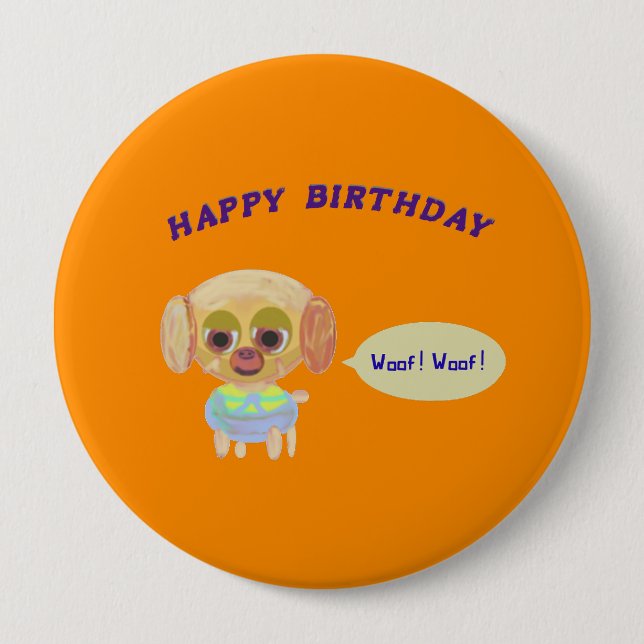 Happy Birthday Orange  10 Cm Round Badge (Front)