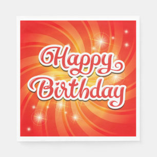 Happy Birthday Orange Background Napkin