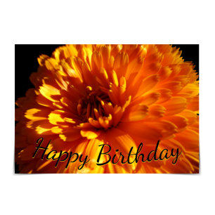 "Happy Birthday" Orange Chrysanthemum Card