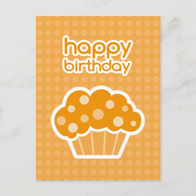 happy birthday orange cupcake postcard (Front)