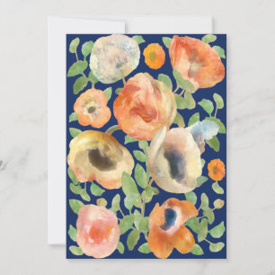 Happy Birthday Orange Spring Flowers Holiday Card