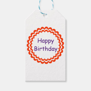 Happy birthday orange violet gift tags