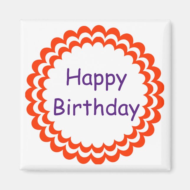 Happy Birthday Orange Violet Magnet (Front)