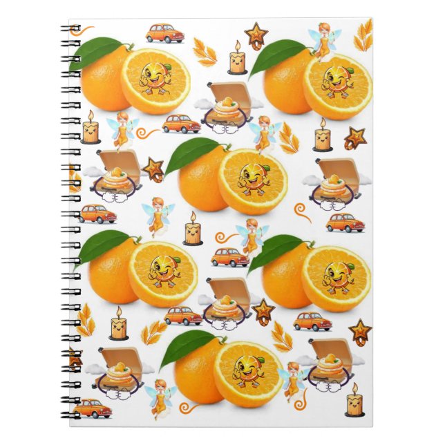 Happy Birthday Oranges Cake Fairy Notebook (Front)