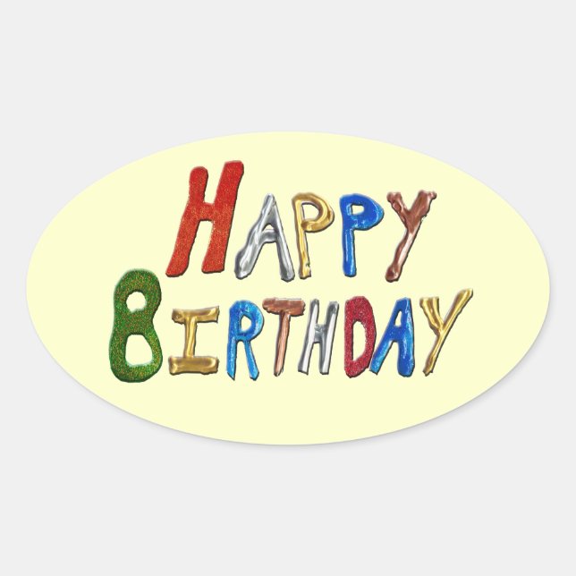 Happy Birthday Oval Sticker (Front)