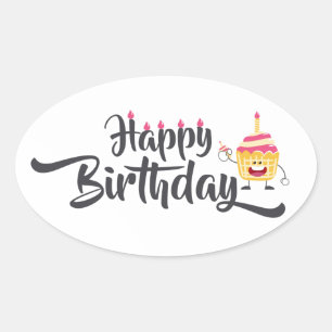Happy Birthday Oval Sticker