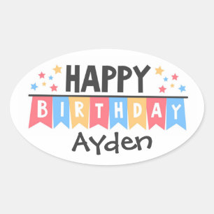 Happy Birthday Oval Sticker