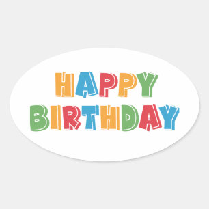 Happy Birthday Oval Sticker