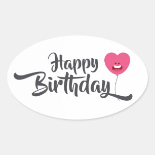 Happy Birthday Oval Sticker