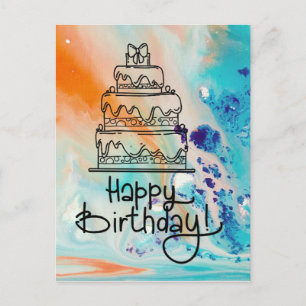 Happy birthday painting postcard