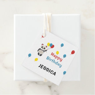 Happy birthday Panda bear white Favour Tags