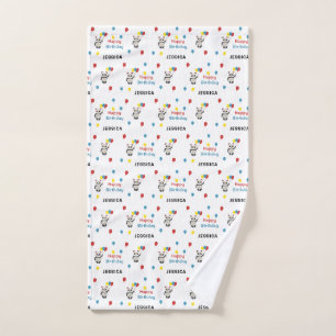 Happy birthday Panda bear white Hand Towel