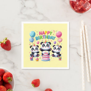 Happy Birthday Pandas Napkin