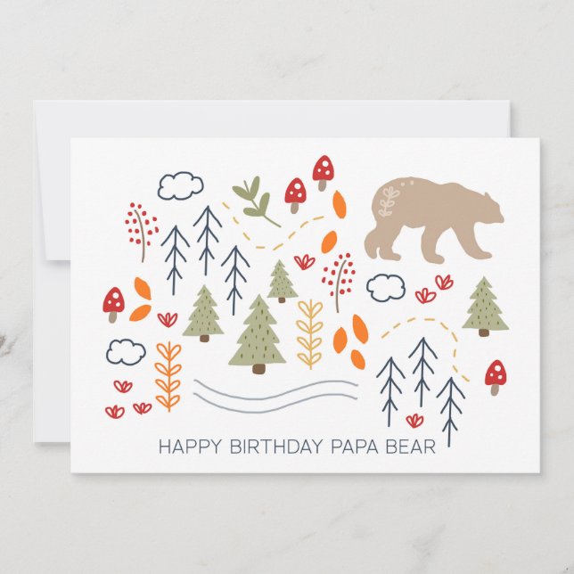 Happy Birthday Papa Bear Camping Outdoor Card (Front)