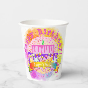 Happy Birthday Paper Cup with Name- HAMbWG
