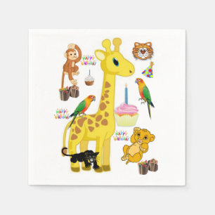 Happy Birthday Paper Napkins, Giraffe Napkin
