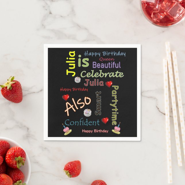 Happy Birthday Paper Napkins Julia (Insitu)