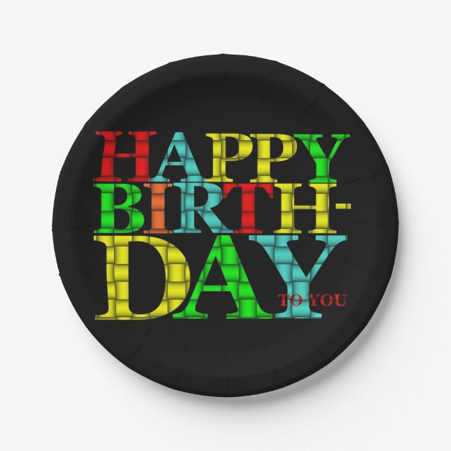 Happy Birthday Paper Plate (Front)