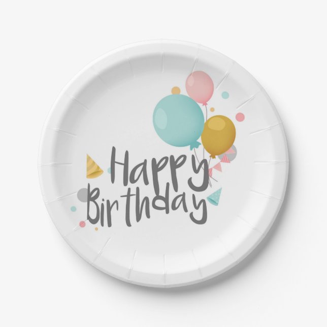 Happy Birthday Paper Plate (Front)