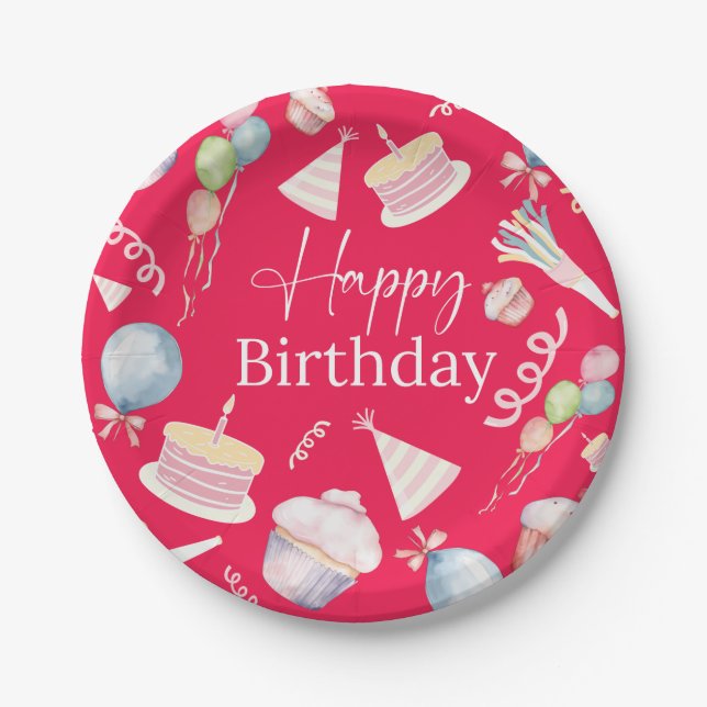 Happy Birthday Paper Plate (Front)