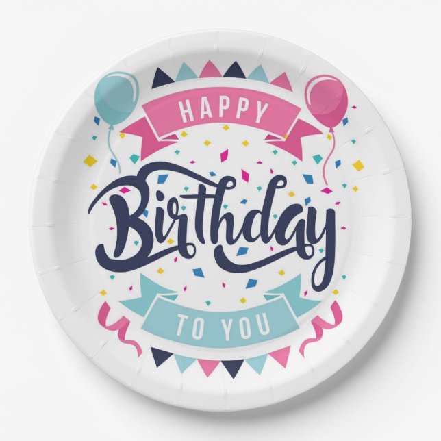 Happy Birthday Paper Plate (Front)