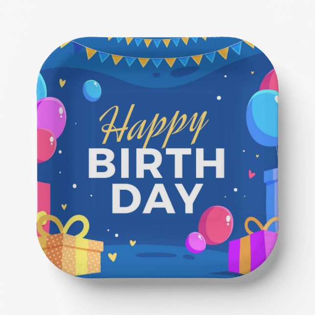 Happy Birthday Paper Plate (Front)