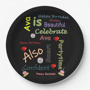 Happy Birthday Paper Plates Ava