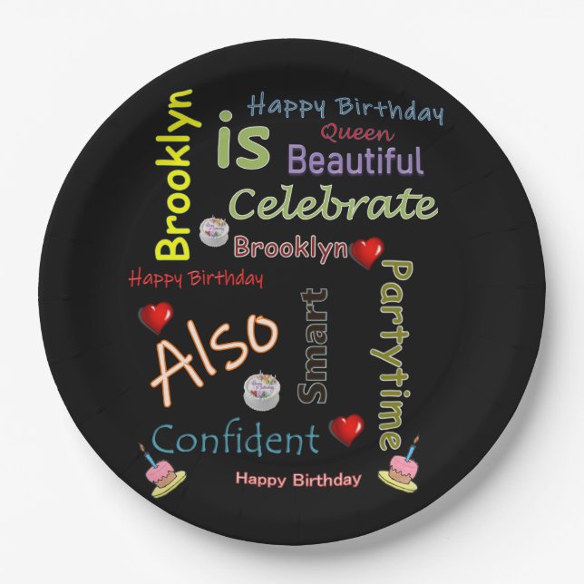 Happy Birthday Paper Plates Brooklyn (Front)