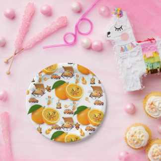 Happy Birthday Paper Plates Oranges Cake Fairy Car