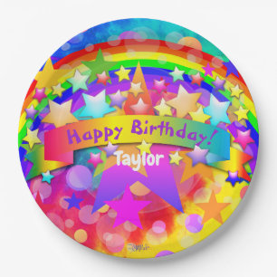 Happy Birthday Paper plates Rainbow HAMbyWG