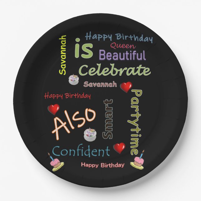 Happy Birthday Paper Plates Savannah (Front)