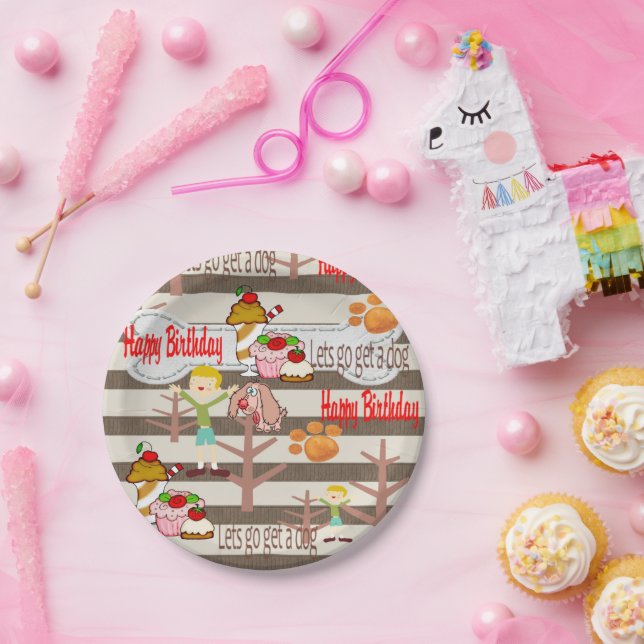 Happy Birthday Paper Plates wish a dog  (Party)