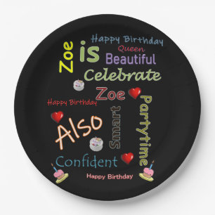 Happy Birthday Paper Plates Zoe