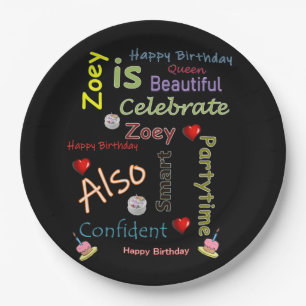 Happy Birthday Paper Plates Zoey