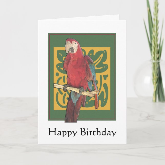 Happy Birthday Parrot Art Card (Front)