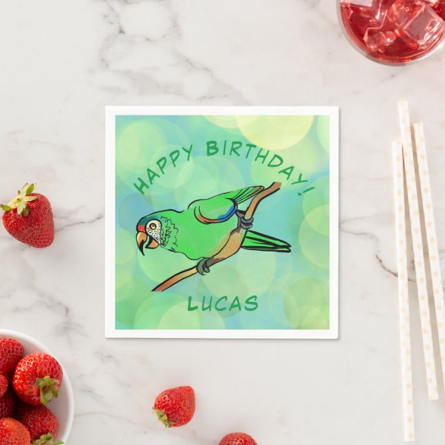 Happy Birthday parrot Napkins (Insitu)
