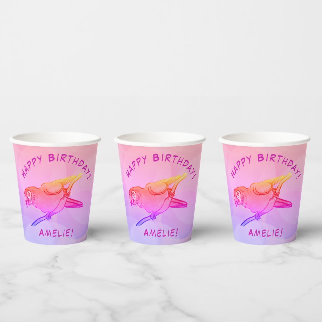 Happy Birthday parrot  Paper Cups (Multi)