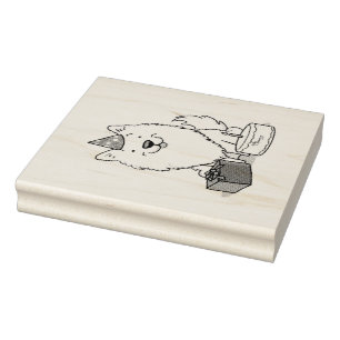 Happy Birthday Party American Eskimo Dog Eskie Rubber Stamp