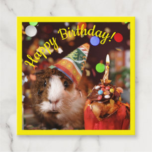 Happy Birthday - Party Animal Guinea Pig Paper Pla Favour Tags
