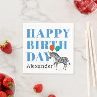 Happy Birthday Party Animal Zebra with Name