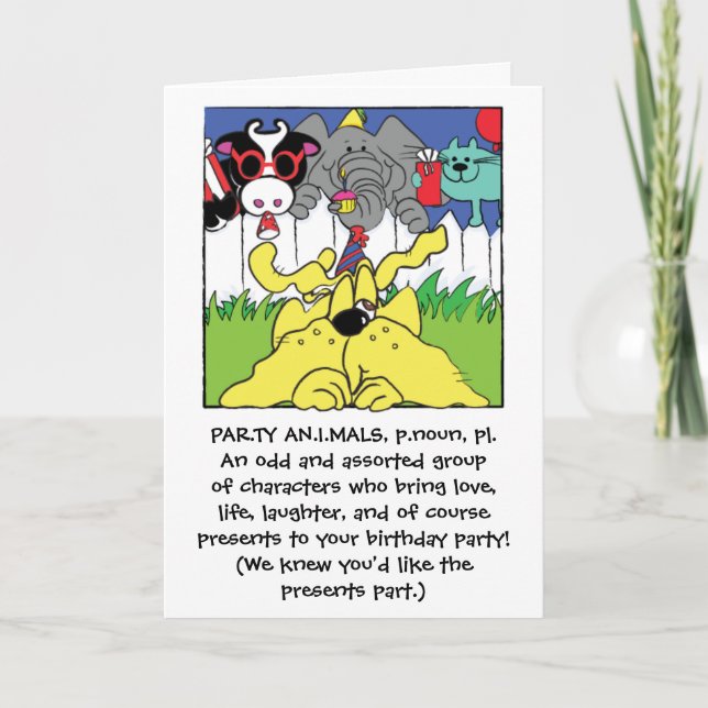 Happy Birthday Party Animals Greeting Card (Front)