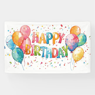 Happy Birthday Party Balloons Banner