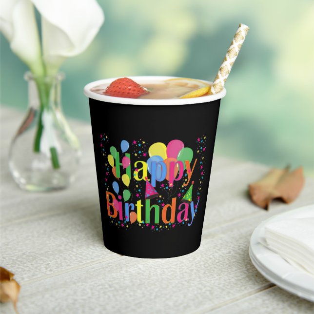Happy Birthday Party Balloons Paper Cups (Insitu)