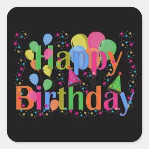 Happy Birthday Party Balloons Square Sticker