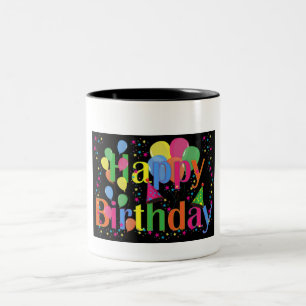 Happy Birthday Party Balloons Two-Tone Coffee Mug