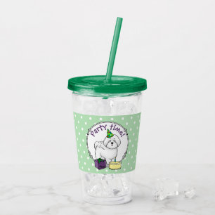 Happy Birthday Party Bichon Frise Dog - Cute Acrylic Tumbler