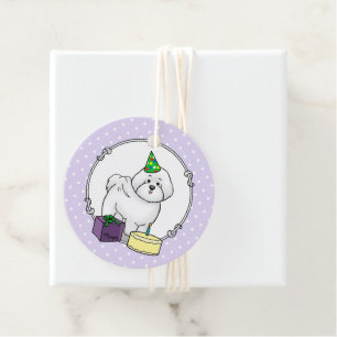 Happy Birthday Party Bichon Frise Dog - Cute Favour Tags